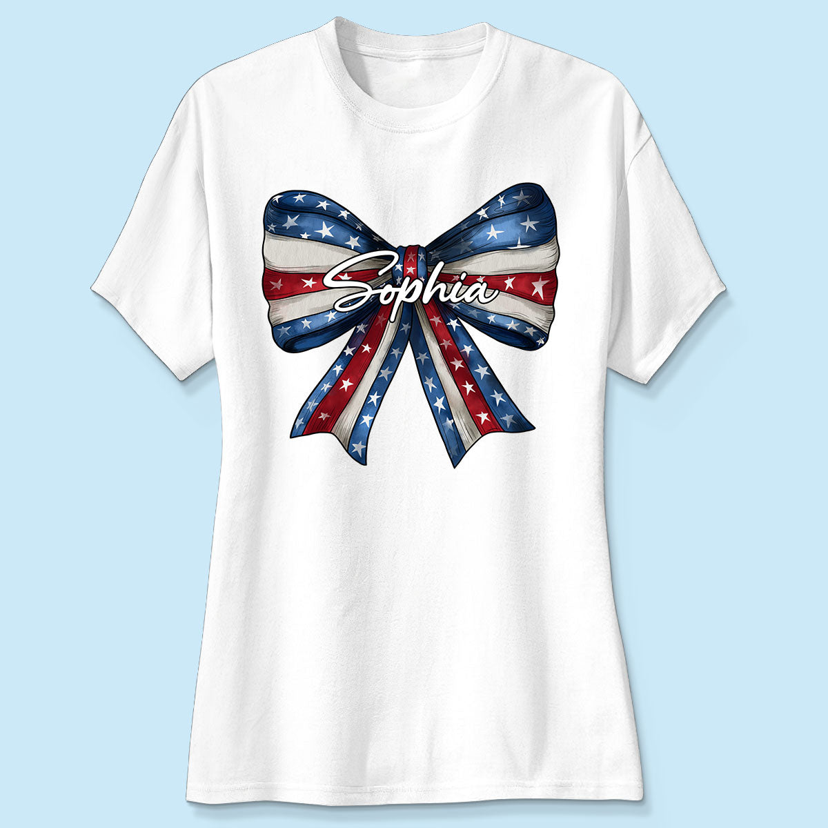 Coquette American Girl Bow 4th Of July Independence Day Personalized Shirt