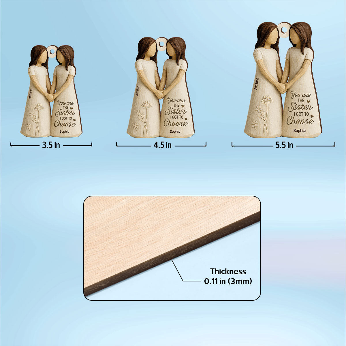 You Are The Sister I Got To Choose Personalized Wooden Ornament, Birthday Gift Friendship Gift for Besties, Best Friends