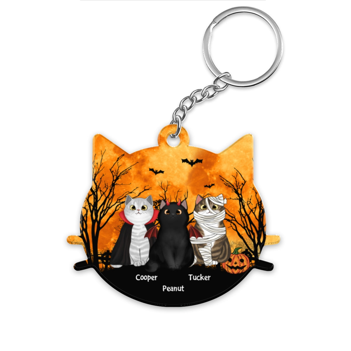 Halloween Cat Face Shaped Personalized Acrylic Keychain