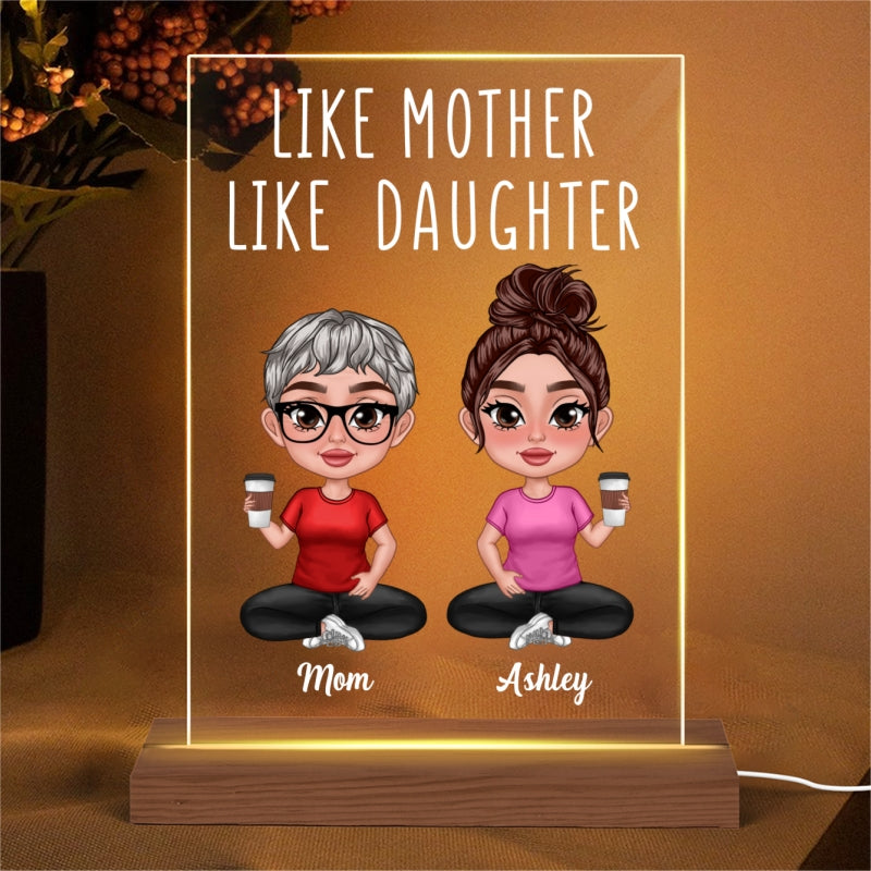 Like Mother Like Daughter Doll Women Thick Lips Personalized Rectangle Acrylic Plaque With LED Night Light