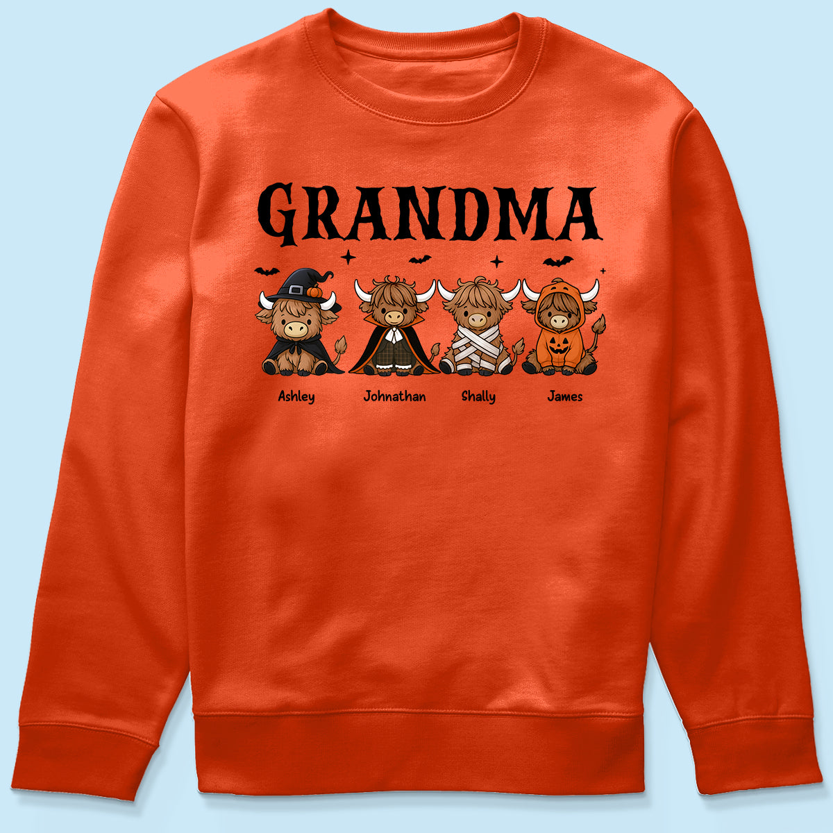 Halloween Highland Cow Grandma Personalized Shirt