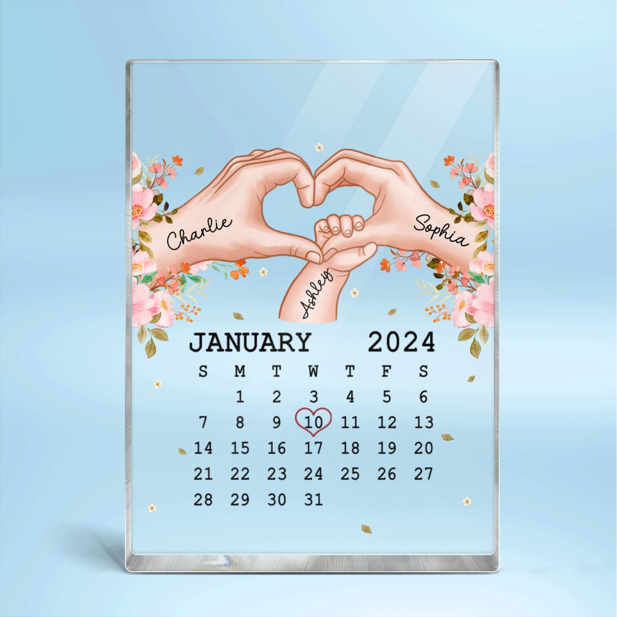 Mom And Then There Were Three Calendar Personalized Vertical Rectangle Acrylic Block Plaque