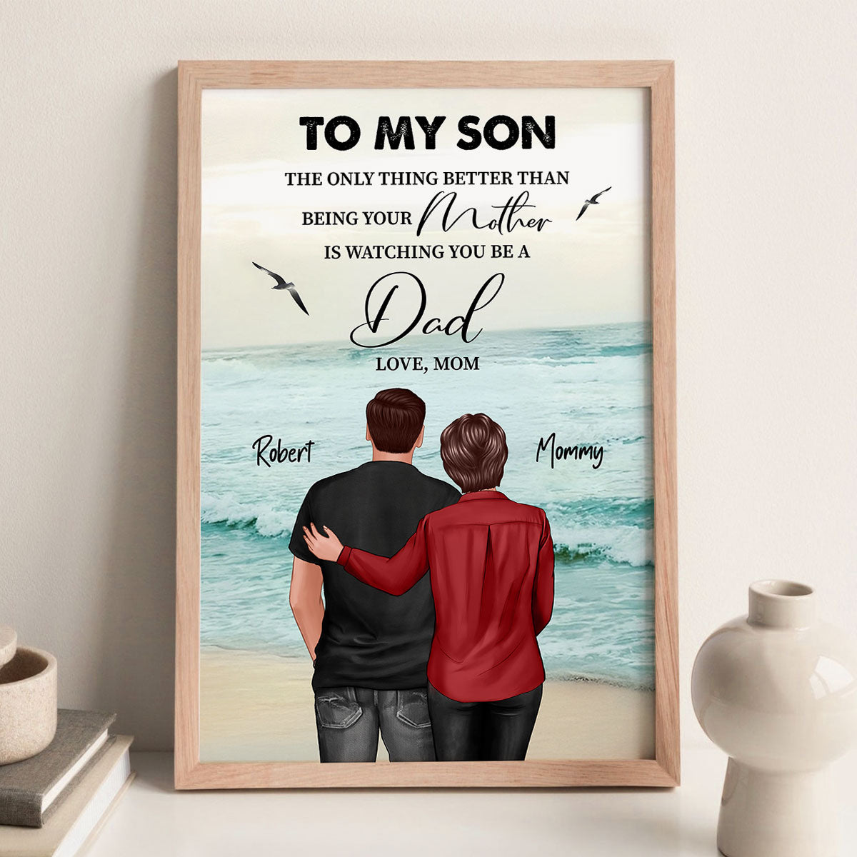 Beach Landscape To My Son From Dad Mom Personalized Poster, Father's Day gift