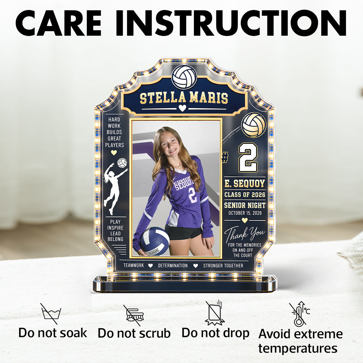 Custom Volleyball Player Senior Night - Personalized Acrylic Block Plaque - Class of 2026 Gift, Christmas Gift for Seniors