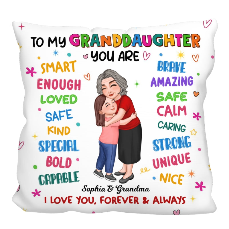 Grandma Hugging Grandkid To My Granddaughter Grandson Personalized Pillow