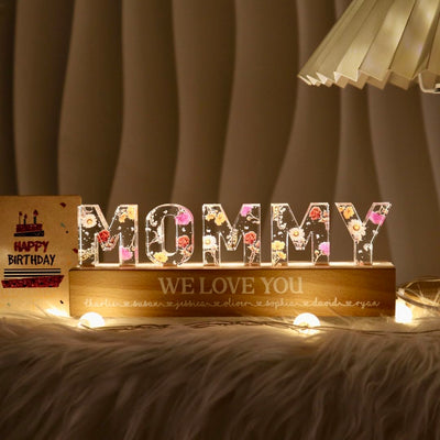 Birth Month Flower Custom LED Night Light, Birthday Gift, Anniversary Gift For Mom, For Wife, For Her