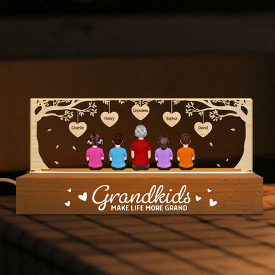 Grandkids Make Life More Grand Gift for Grandma Personalized Acrylic Block LED Night Light