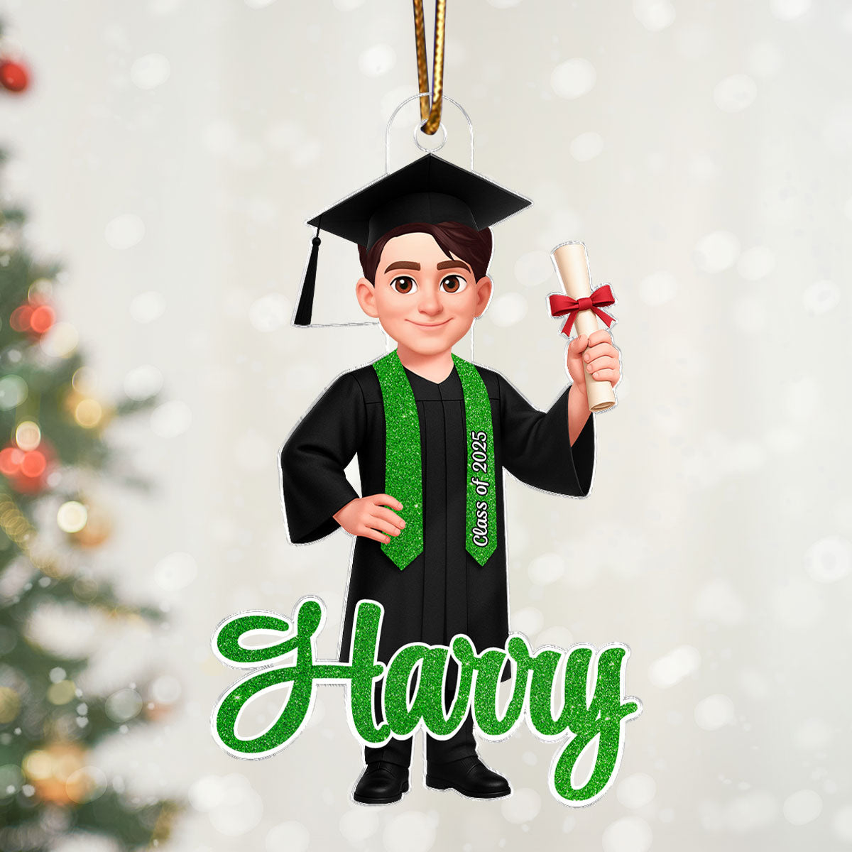 3D Effect Senior - Personalized Acrylic Ornament - Christmas Gift Graduation Gift For Daugter Son Granddaughter Grandson