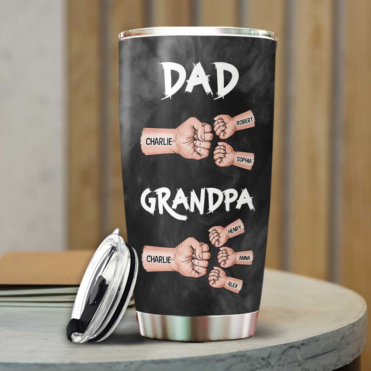 Dad Grandpa Fist Bump Personalized Tumbler, Gift For Dad, Grandpa