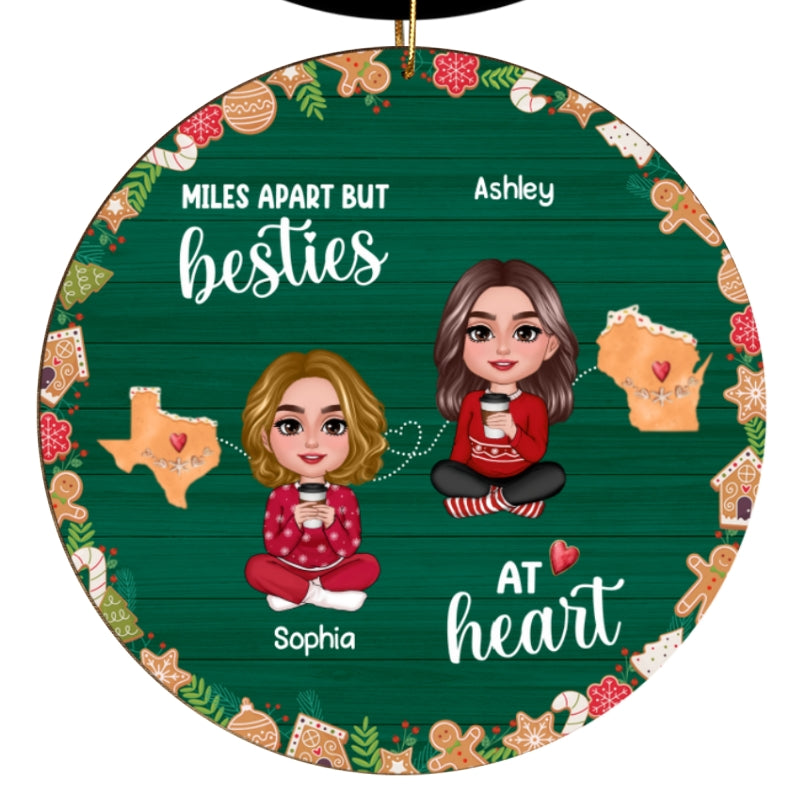 Doll Besties Long Distance Cookies State Map Personalized Wooden Ornament