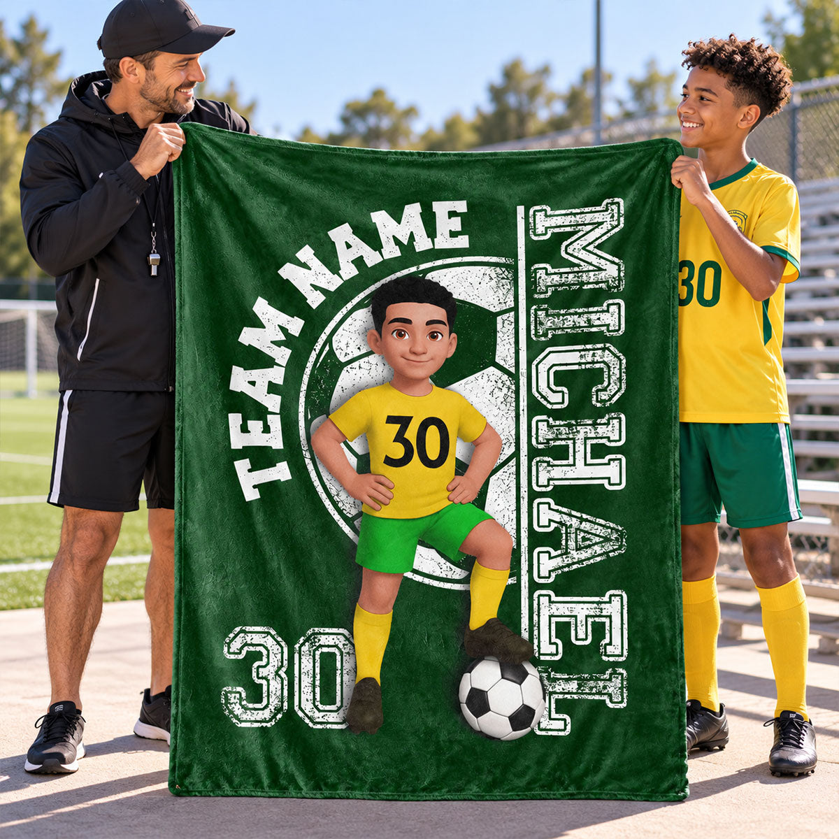 Custom Team Name Soccer Player - Personalized Fleece Blanket - Soccer Senior Gift, Christmas Gift for Daughter, Son, Grandkids
