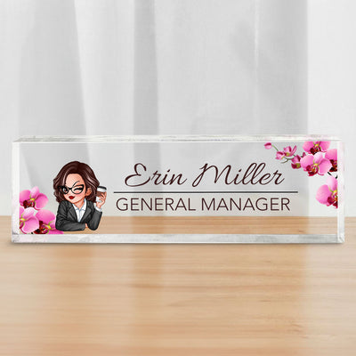 Woman Office Personalized Acrylic Desk Name Plate, Office Desk Decor, Gift For Colleagues, Coworkers