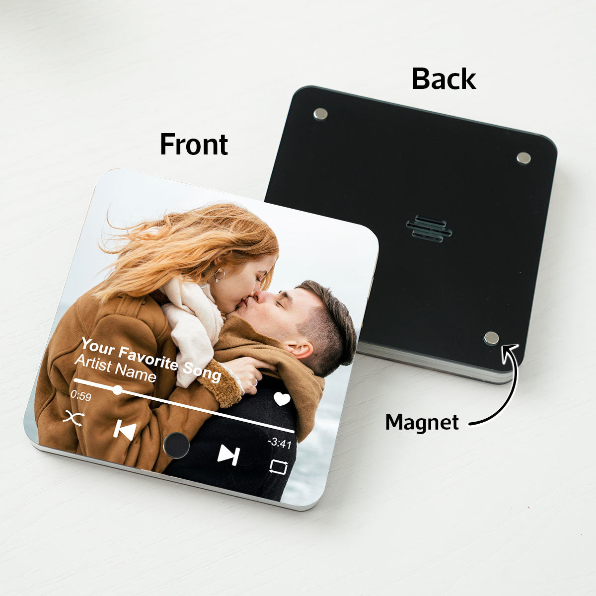 Custom Photo & Favorite Song Personalized Music Fridge Magnet,  Gift For Couple