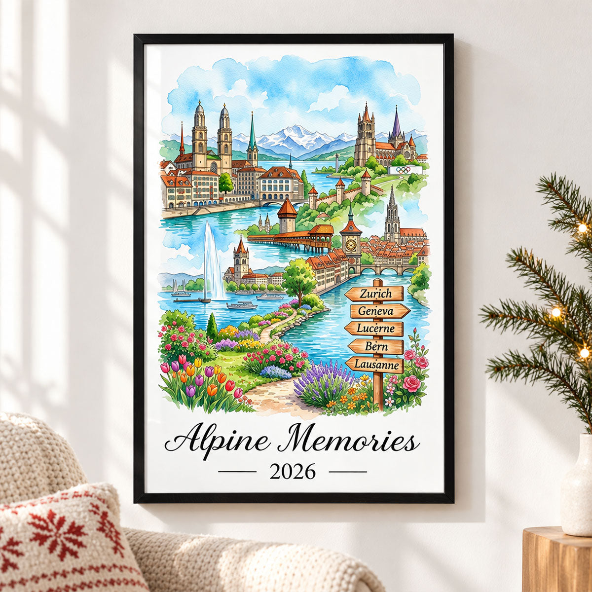 Our Adventures Custom Names & Year - Personalized Poster - Travel Christmas Keepsake Gift For Couples, Husband, Wife, Boyfriend, Girlfriend