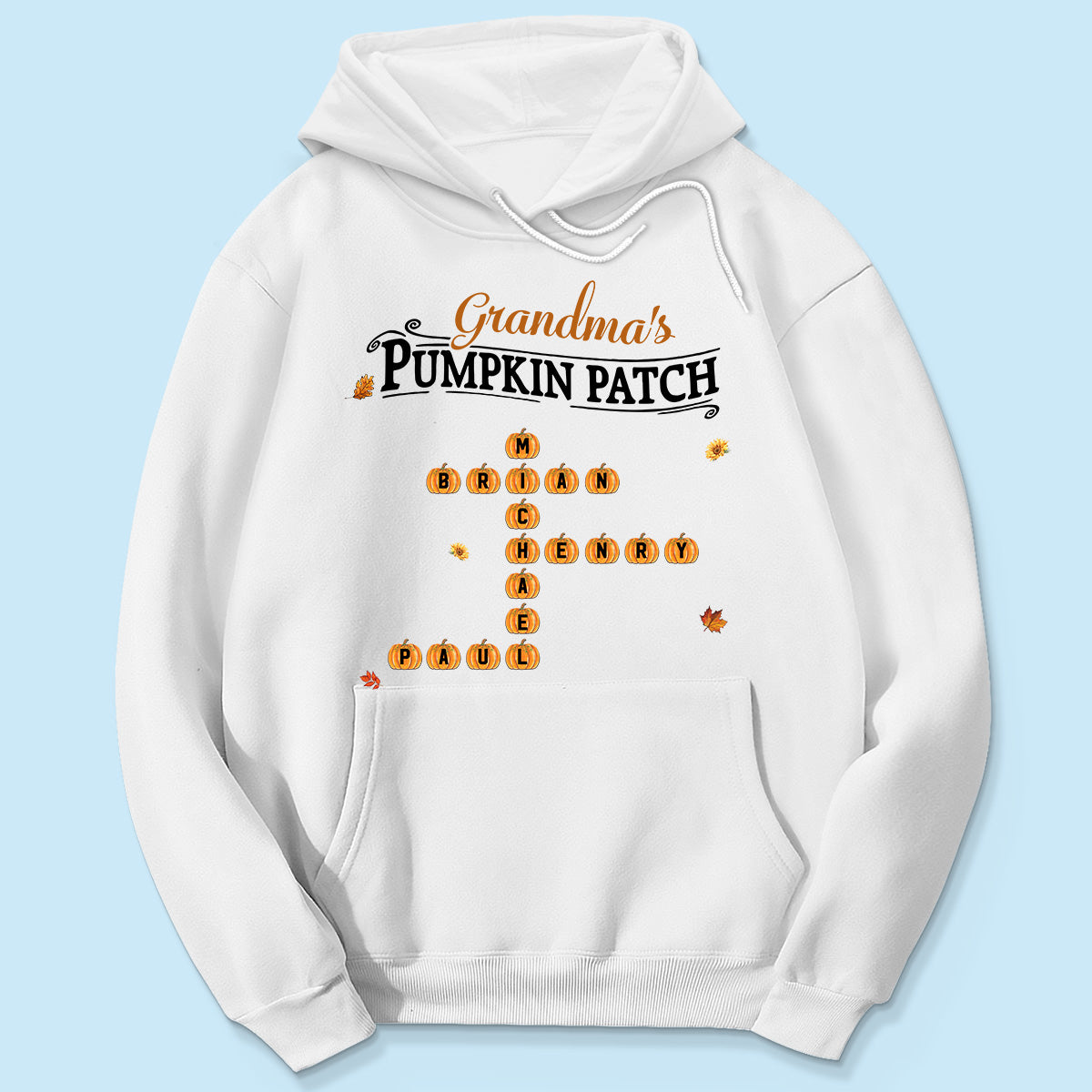 Grandma's Pumpkin Patch Cute Crossword Puzzle Fall Season Personalized Sweatshirt