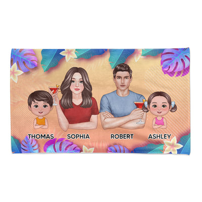 Summer Family Crossed Arms Personalized Beach Towel