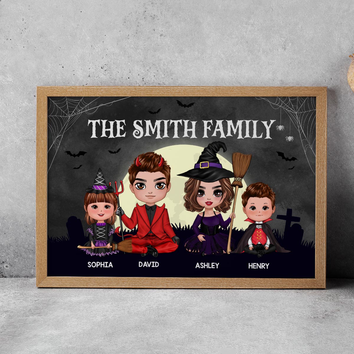 Halloween Family Sitting Personalized Poster, Halloween Decoration