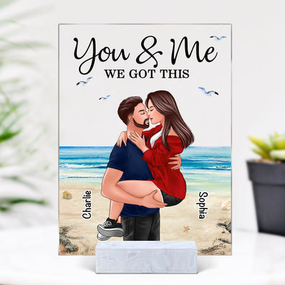 Couple Hugging In The Sunset Personalized Acrylic Plaque