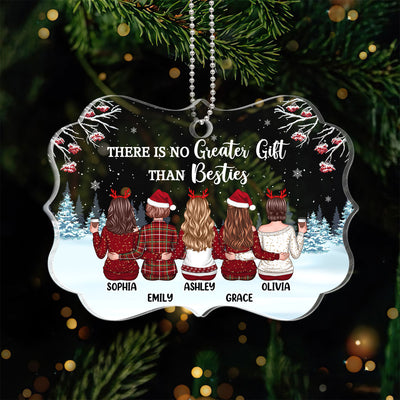 Berry Tree Snow No Greater Gift Than Friendship Back View Besties Personalized Acrylic Ornament