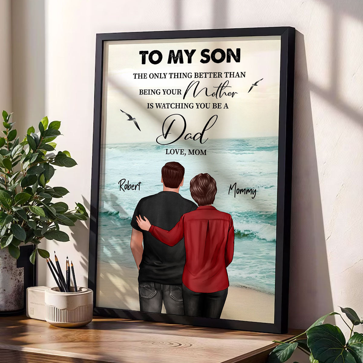 Beach Landscape To My Son From Dad Mom Personalized Poster, Father's Day gift