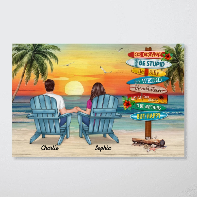 Summer Couple Sitting Be Happy Personalized Poster