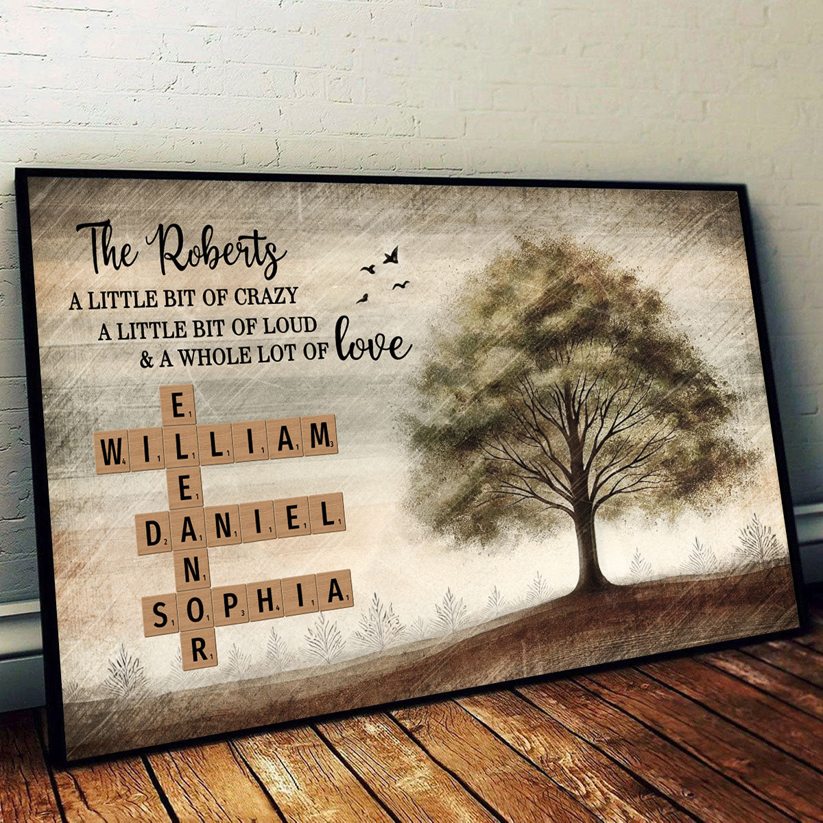 Family Whole Lot Of Love Family Tree Crossword Puzzle Art Personalized Poster, Gift For Husband, Wife, Dad, Mom