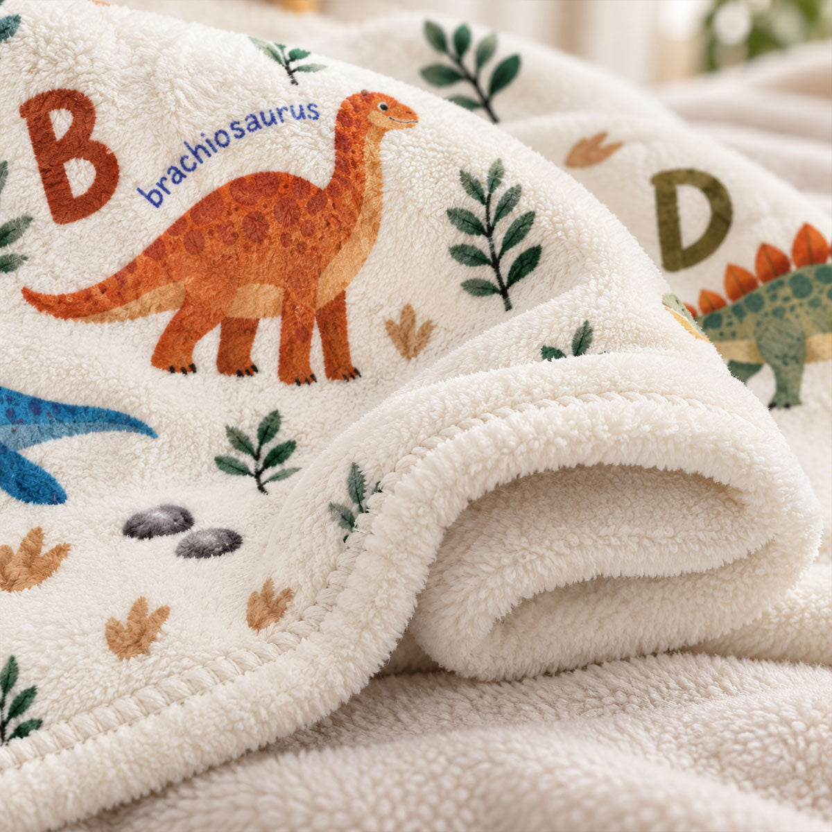 Dinosaur Alphabet Custom Name - Personalized Fleece Blanket - Dinosaur Theme Gift for Baby and Toddlers