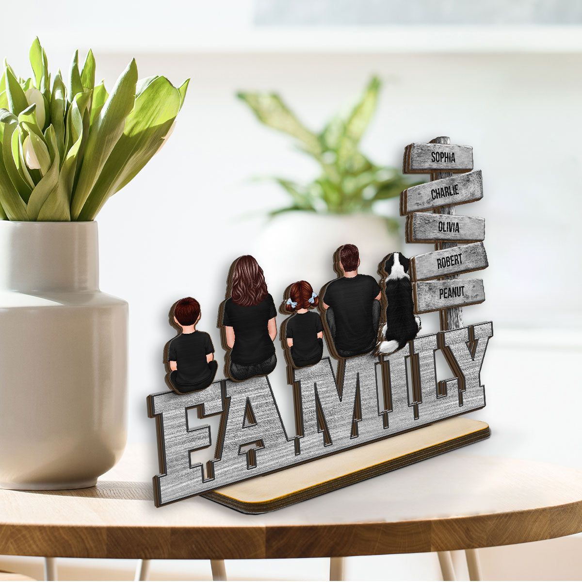 Family A Little Whole Lot of Love Sign Posts Personalized 2-Layer Standing Wooden Plaque, Home Decoration, Gift For Family