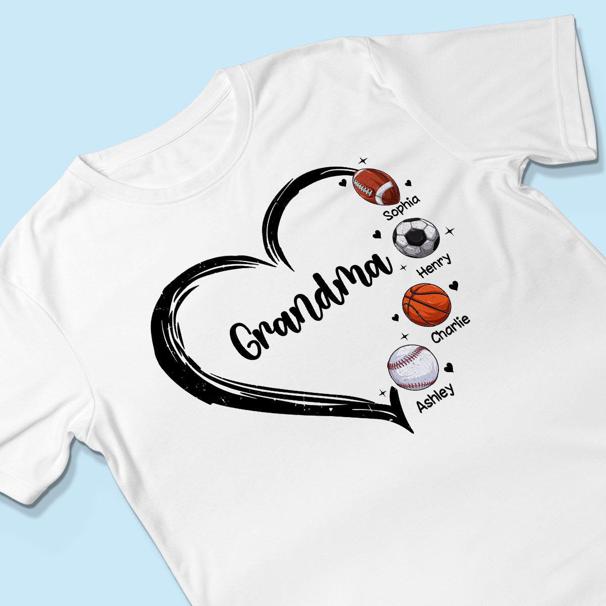 Sport Grandma Mom Heart Personalized Shirt