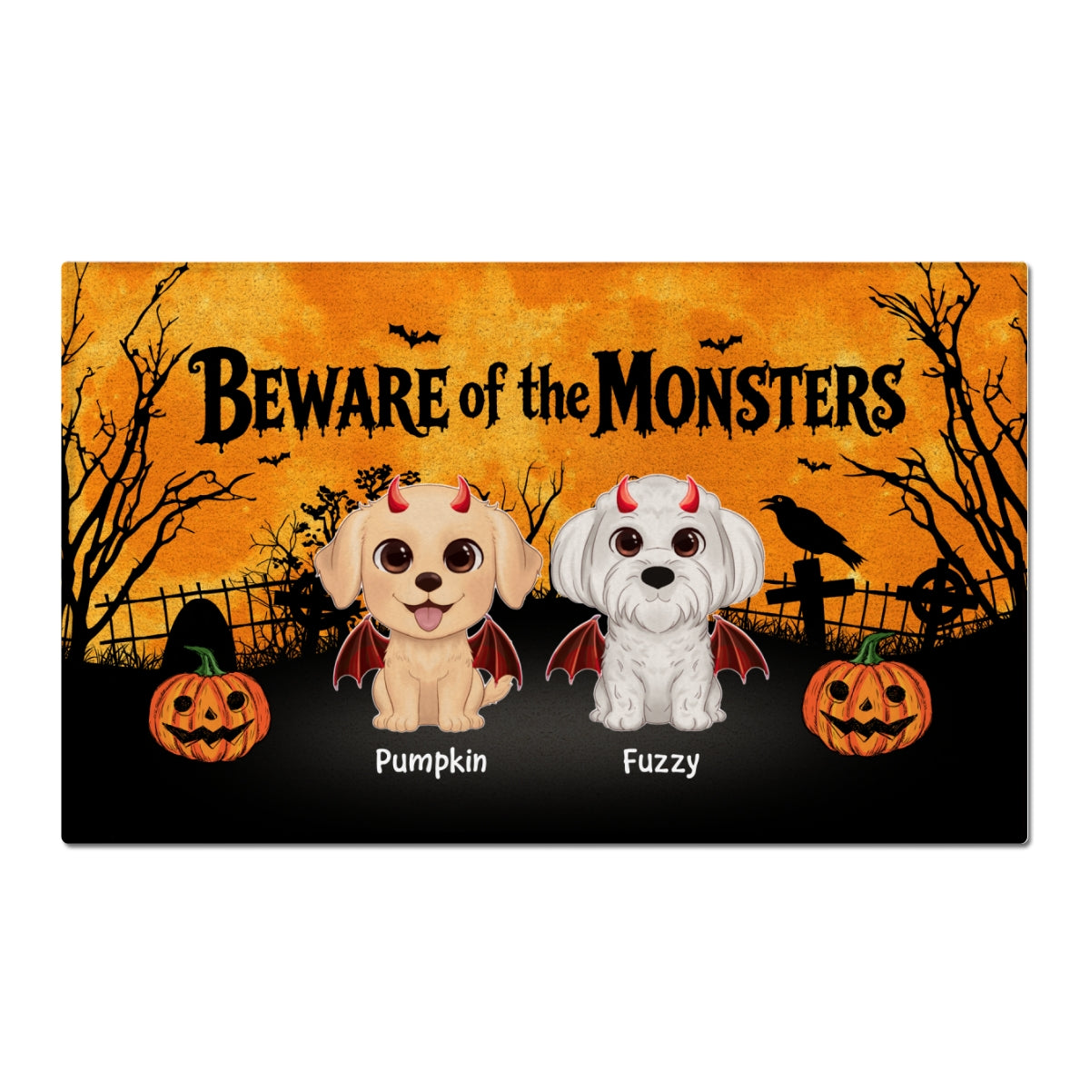 Halloween Theme Never Mind The Witch Beware Of The Dogs - Personalized Doormat - Halloween Decor For Dog Lovers