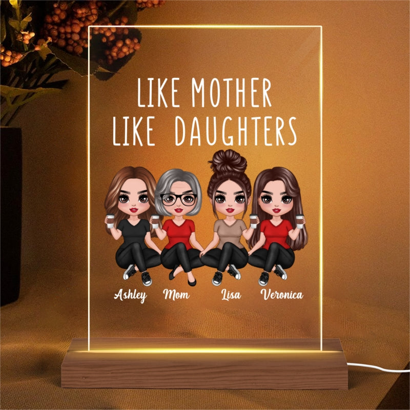 Doll Women Sitting Like Mother Like Daughter - Personalized Acrylic Block Plaque LED Night Light