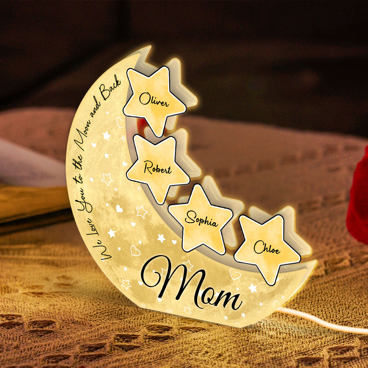 Grandma Mom Moon Stars Personalized Light Box, Gift for Mom, for Grandma, for Her