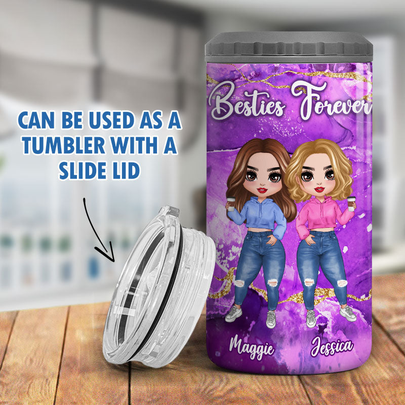 Besties Forever Fabulous Galaxy Pattern Personalized Multipurpose Tumbler 4 In 1 Can Cooler