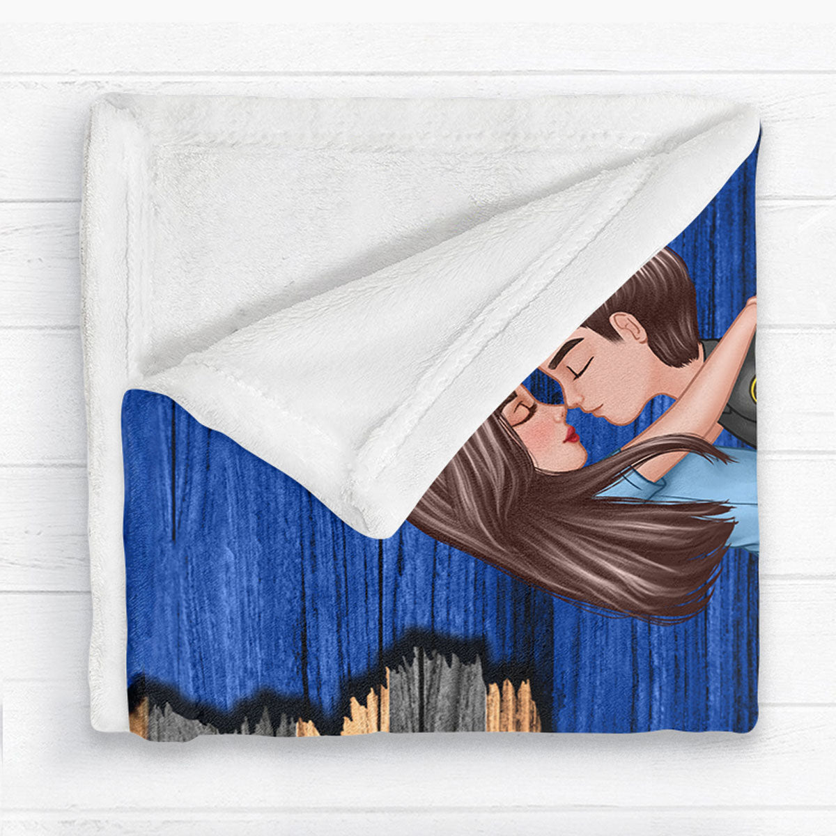Hero Couple Hugging Kissing Half Flag Gift by Occupation Gift For Her Gift For Him Personalized Fleece Blanket