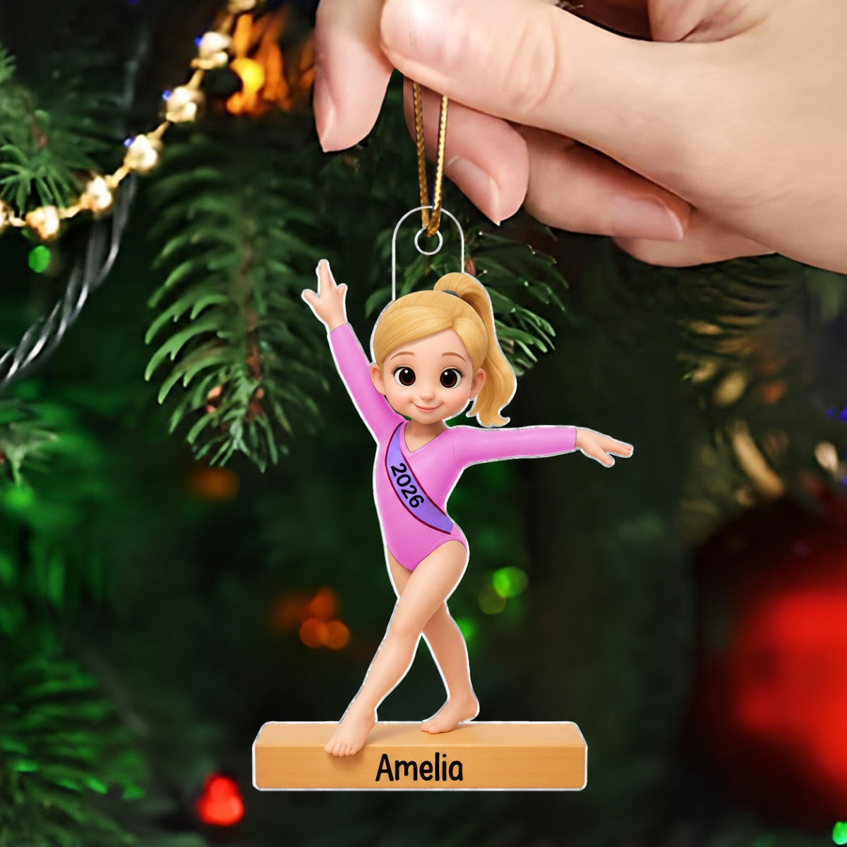 3D Effect Gymnastic Girl - Personalized Acrylic Ornament - Christmas Gift For Daughter Granddaughter