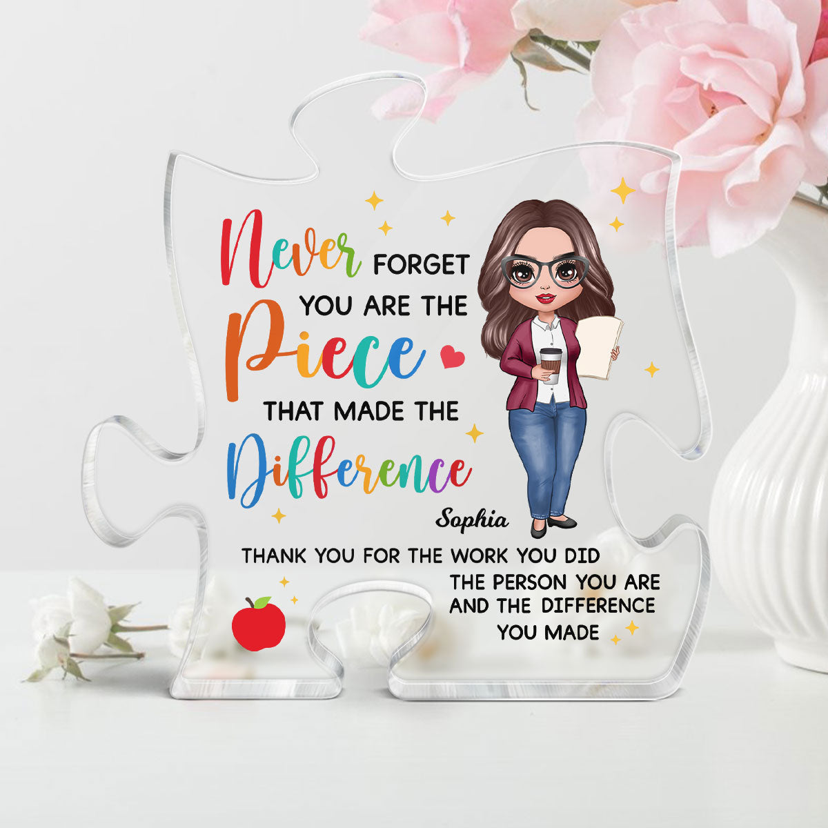Never Forget The Difference You Made Personalized Puzzle Block Plaque Thank You Appreciation Retirement Gift For Teacher