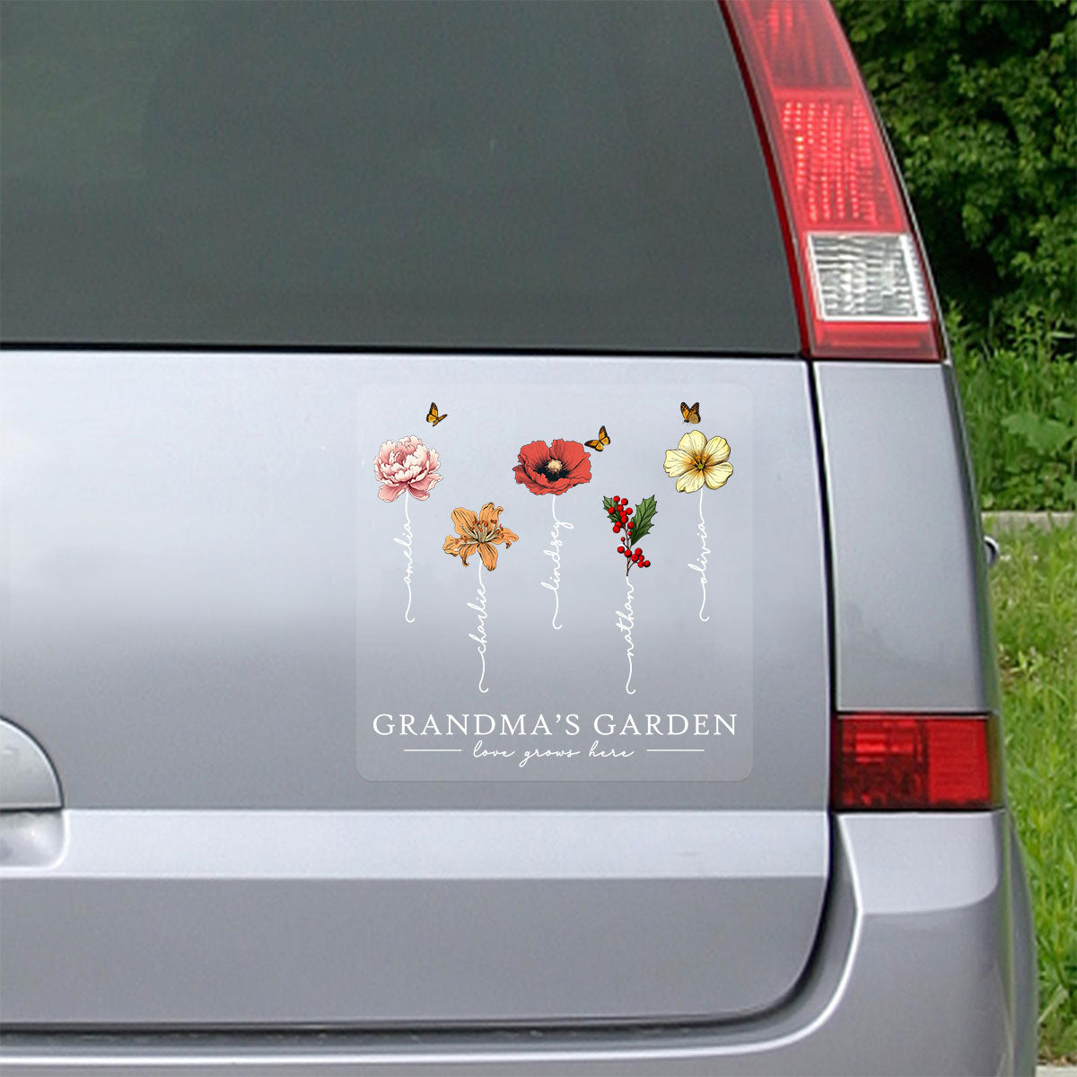 Grandma’s Garden Birth Flower Gift For Grandma Decor On Car Fridge Window Personalized Decal
