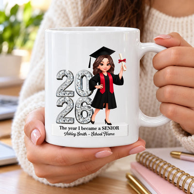 The Year I Became A Senior - Personalized Mug - Christmas Gift For Seniors, Daughter, Son, Granddaughters, Grandsons