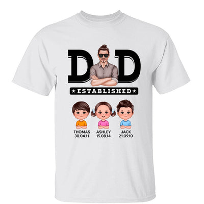 Dad Established Man & Doll Kids Birthday Personalized Shirt