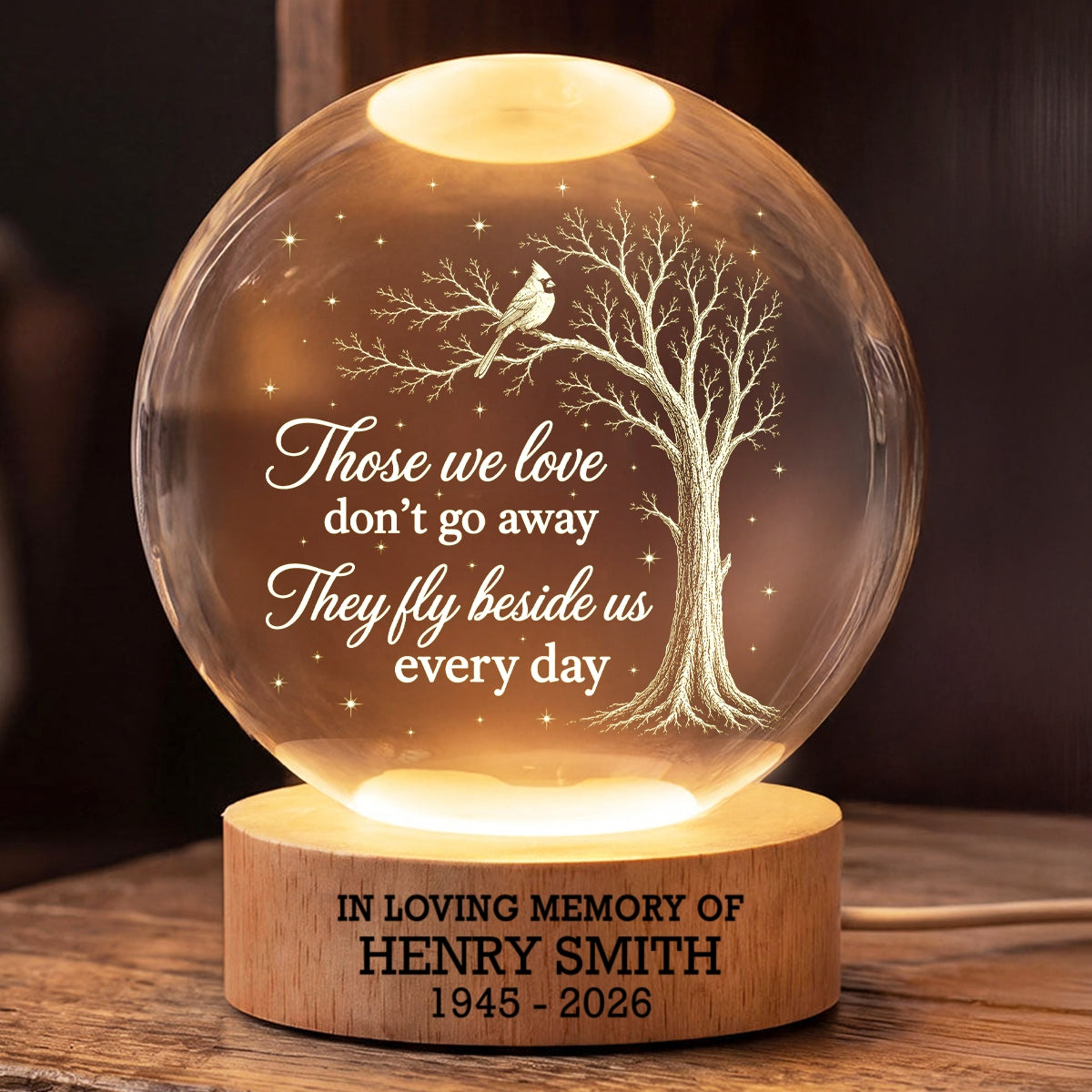 Those We Love Cardinal Tree Memorial - Personalized Crystal Ball - Memorial Gift, Sympathy Gift For Loss Of Loved One