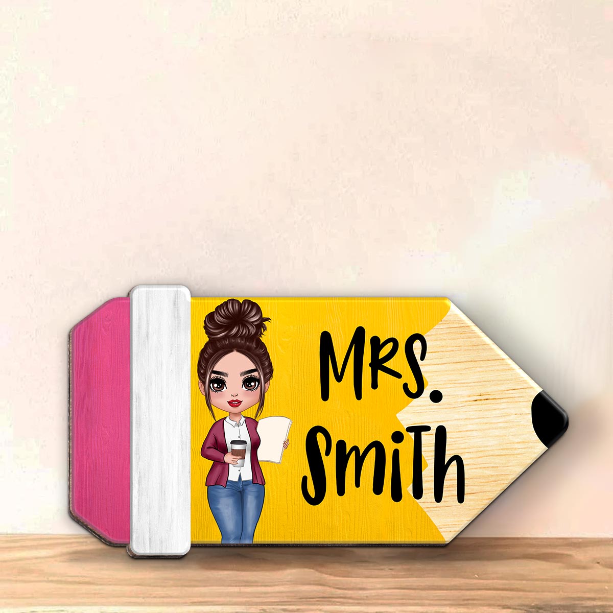 Teacher Pencil Personalized Wood Sign, Gift For Teacher, Teacher Classroom Decor