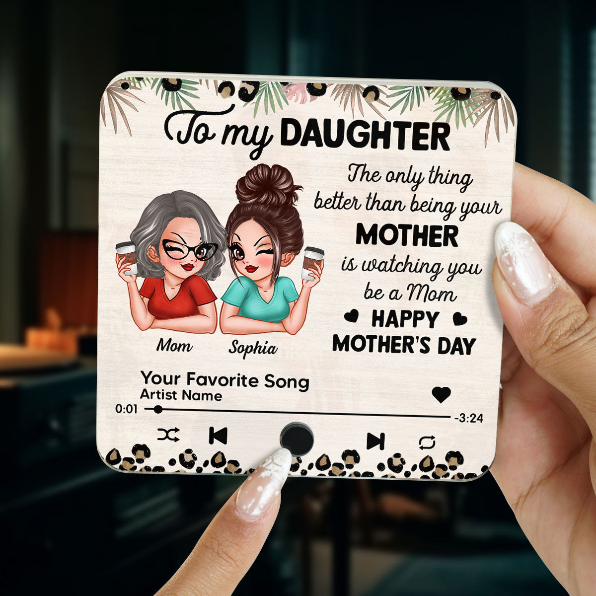 To My Daughter From Mom Happy Mother's Day Personalized Music Fridge Magnet, Gift For Daughter