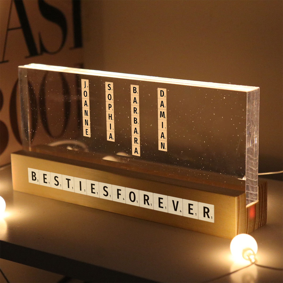 Family Friends Grandma Puzzle Words Personalized Acrylic Block LED Night Light