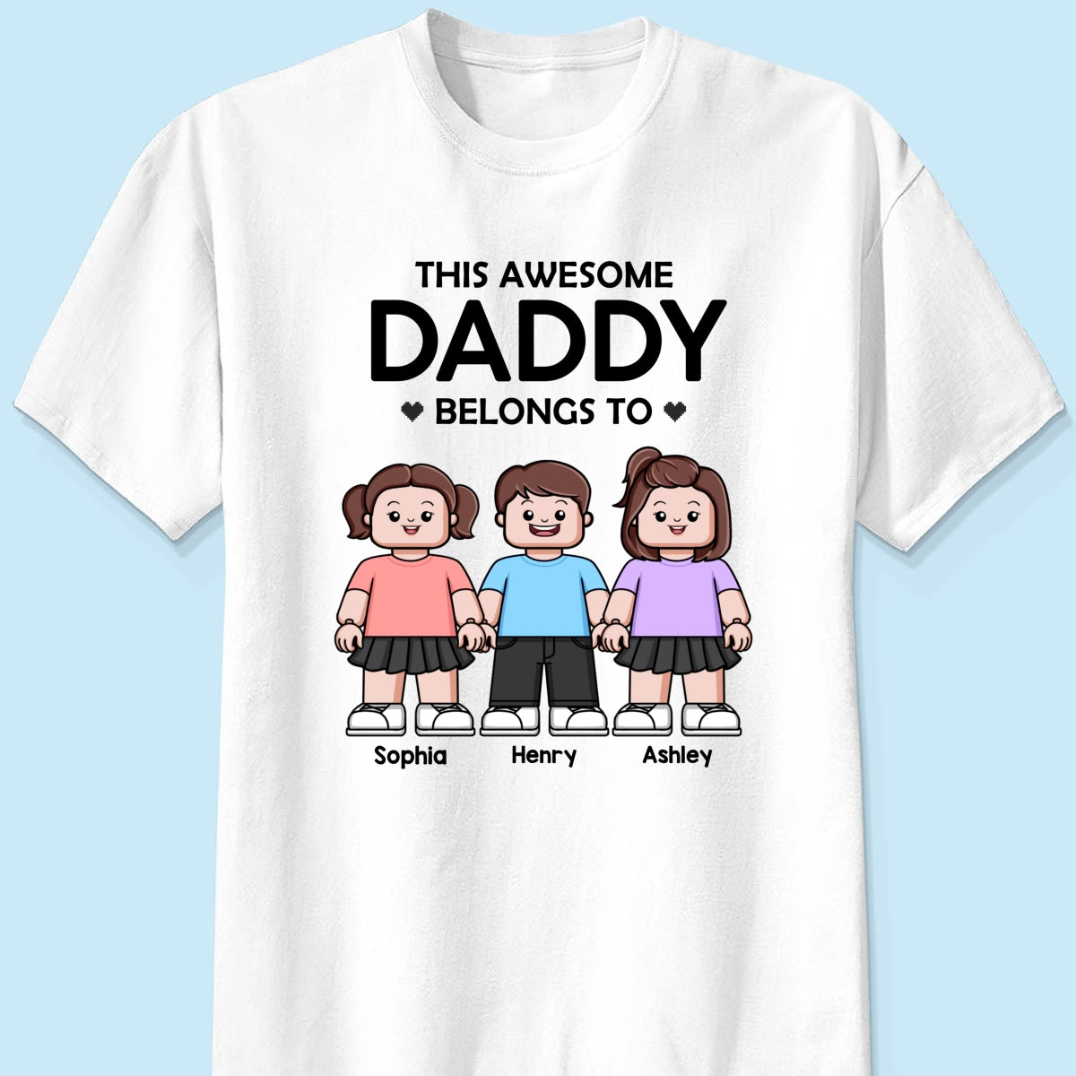This Awesome Daddy Belongs To Kids Block Characters Personalized Shirt