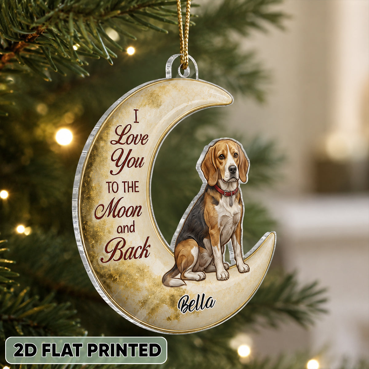 I Love You To The Moon And Back Upload Photo - Personalized Acrylic Ornament - Christmas Gift For Pet Lovers