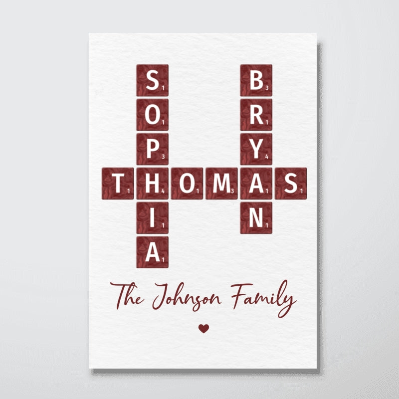 Family Crossword Art - Created In A Moment, Treasured Forever Personalized Poster