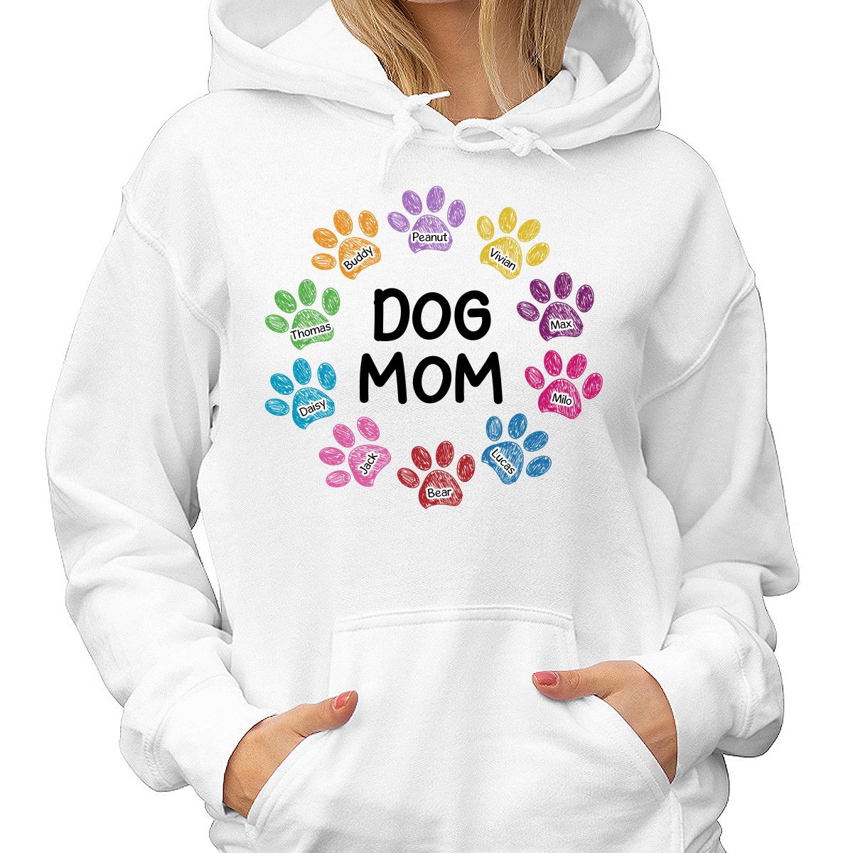 Colorful Sketch Paws Dog Mom Personalized Shirt