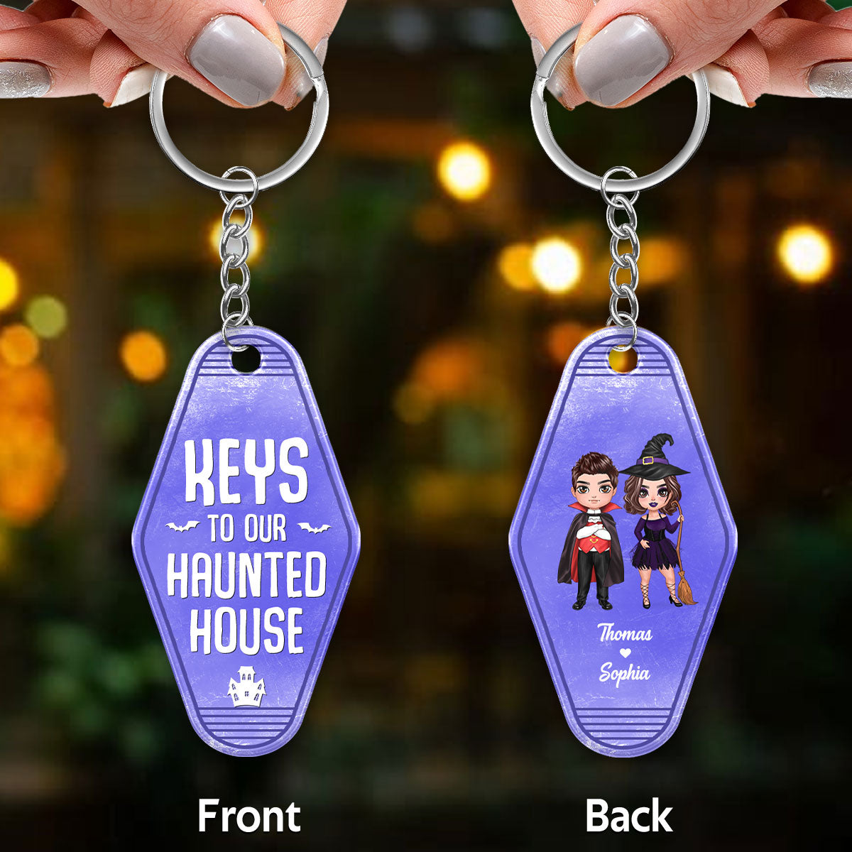 Keys To Our Haunted House Doll Couple Halloween Personalized Acrylic Keychain
