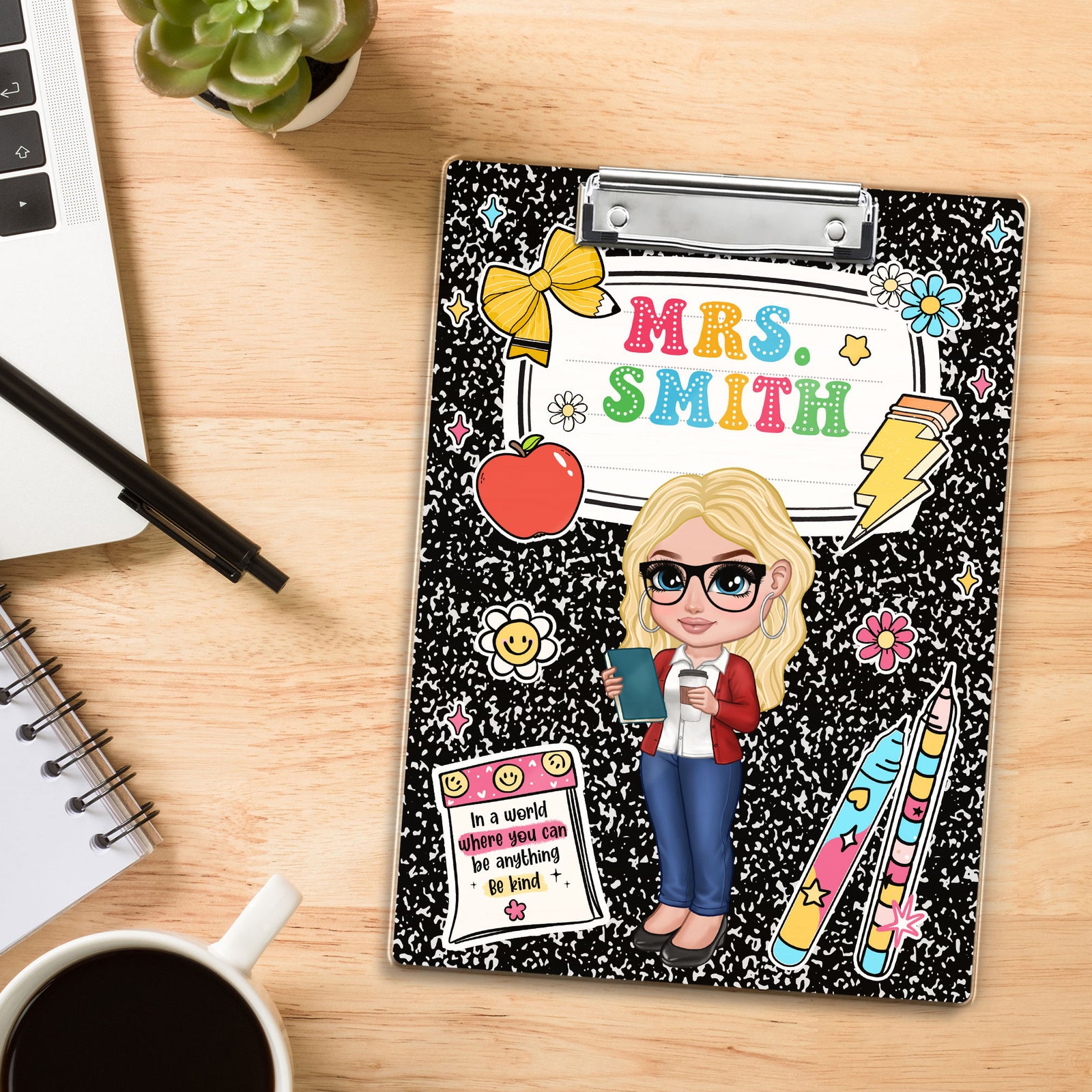 Custom Teacher Clipboard Composition Book With Name, Personalized Teacher Gifts, Teacher Appreciation, Back To School Gift