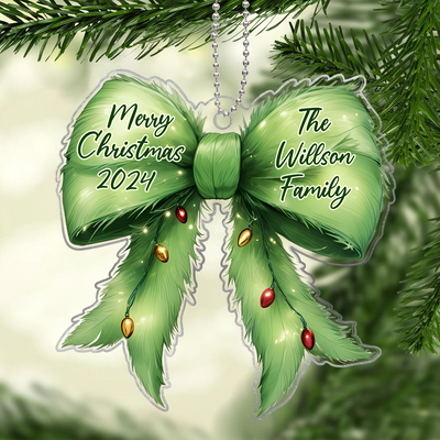 Christmas Coquette Holiday Spirit Green Christmas Personalized Acrylic Ornament, Family Gift